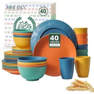 Homienly 40-Piece Premium Wheat Straw Dinnerware Sets - Multi
